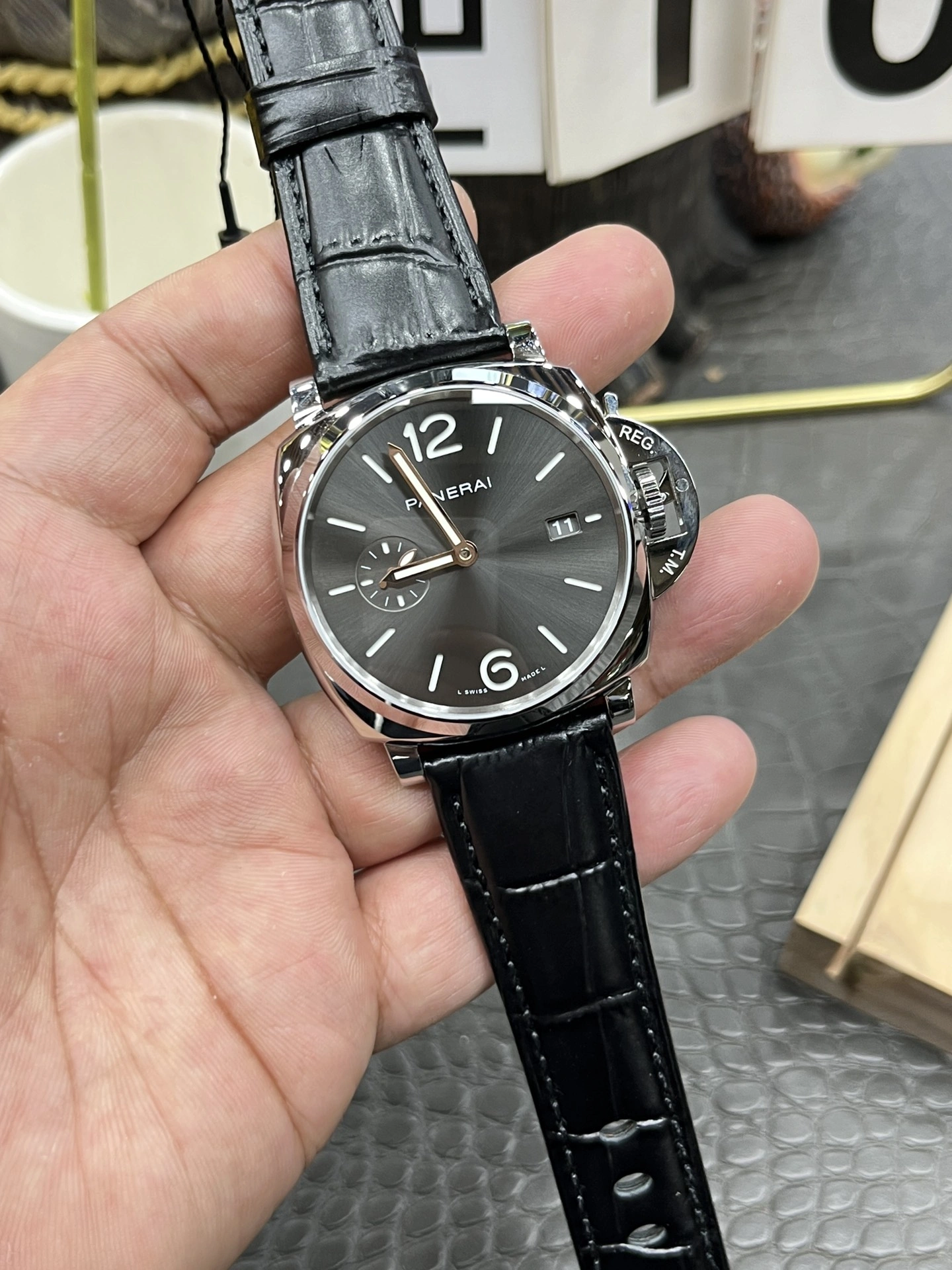 CBD Factory Panerai Luminor Due 42mm Grey Dial Black Leather Strap Smooth Bezel(PAM01250)1:1 Super Clone – DDP.900 Movement Bold 358